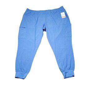Med Couture Women's Energy Smocked Waist Cargo Jogger Scrub Pants Ceil Blue 3XL